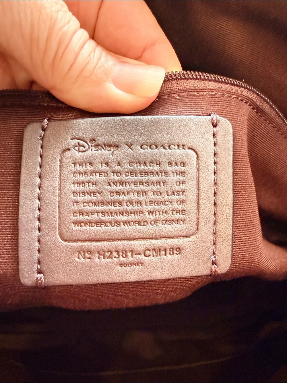 Coach X Disney Black Leather Gallery Tote with Disney Christmas Character Print